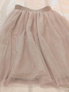 Alya Pale Taupe Lace Tulle Skirt
